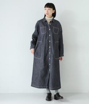 デニム　ステッチワークワンピース