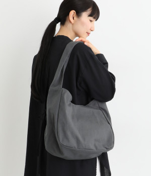 コットンラウンドバッグ　L(グレー-ONESIZE)