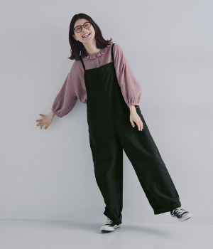 コットンオックスサロペット(ブラック-ONESIZE)