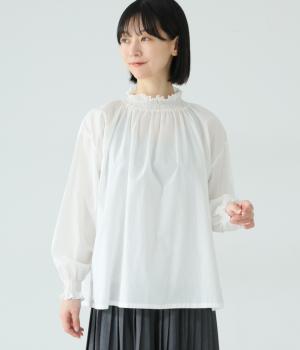 コットン細番手シャーリングブラウス