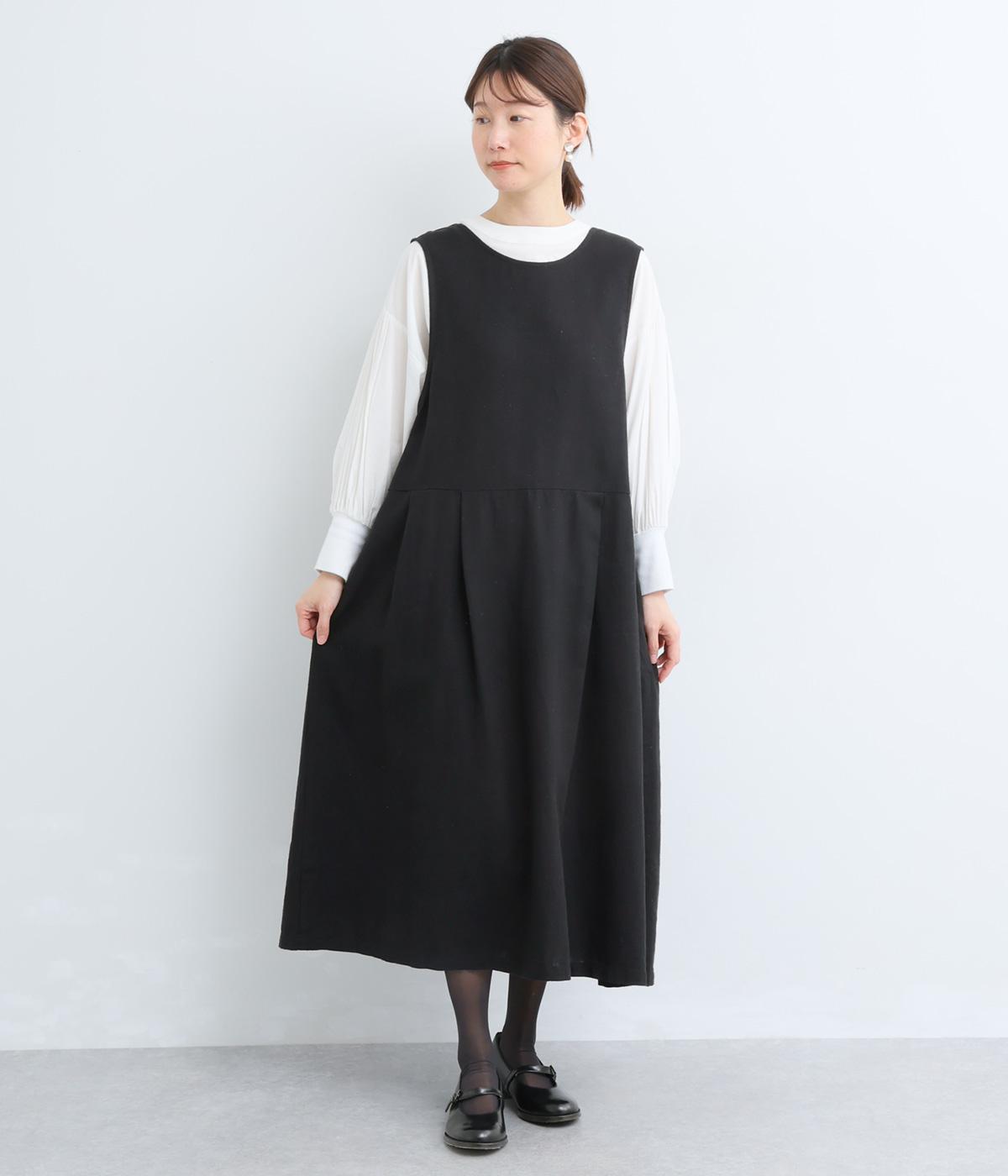コットンリネンオックス2wayジャンパースカート(ブラック-F)
