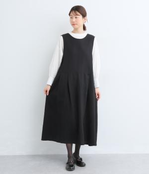コットンリネンオックス2wayジャンパースカート(ブラック-F)