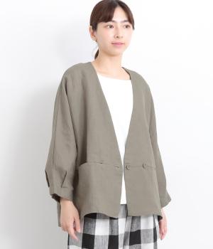 よよよ　blue willow フォーマル対応オックスリネンのジャケット セール】 【セットアップ対応】リネンレーヨンストレッチ