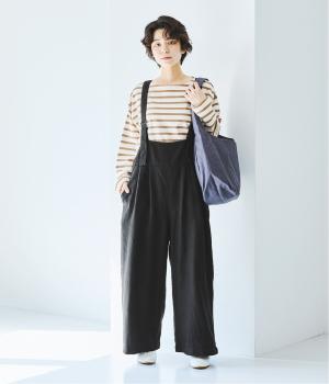 別注｜ヘリンボーン タックサロペット(ブラック-F)