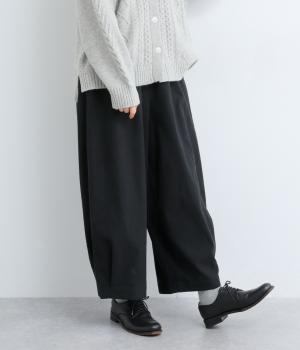 コットンリネン　ワイドパンツ(ブラック-F)