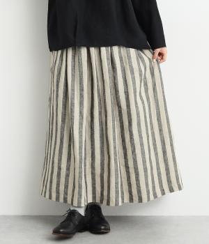 リネンストライプタックスカート