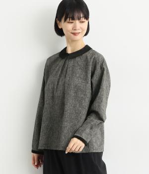 コットンリネン別布配色ブラウス