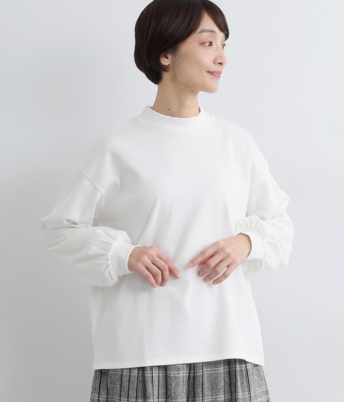 コットンスムース　パフスリーブカットソー(ホワイト-F)