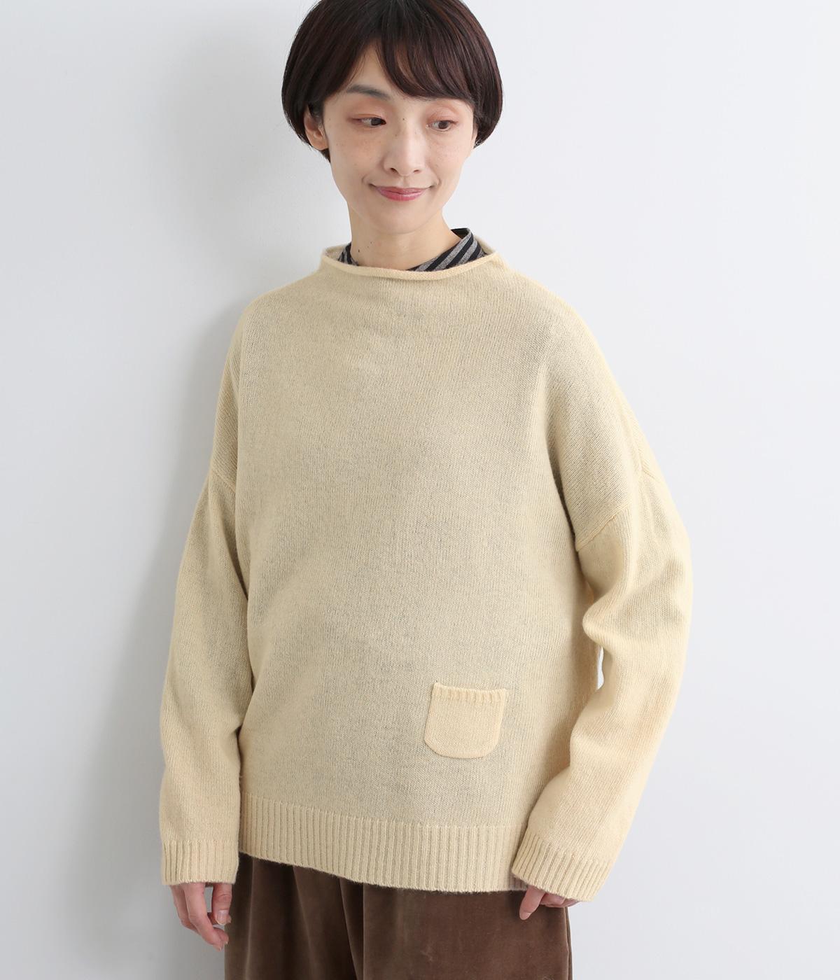 ウール混　ボトルネックプルオーバー(ナチュラル-F)