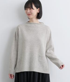 ウール混　ボトルネックプルオーバー(ライトグレー-F)