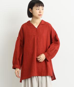 リネンオープンカラーチュニック