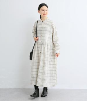 コットンリネンチェックワンピース