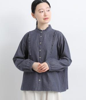 6オンスデニムフリルブラウス