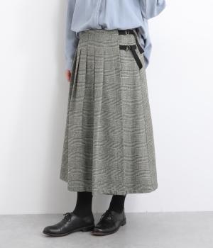 ウォッシャブルツイードグレンチェックスカート(白黒系-F)