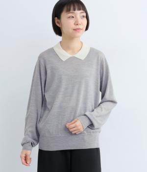 ビエラヤーン配色襟ニットプルオーバー