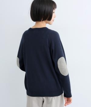 エルボーパッチ付きニットプルオーバー