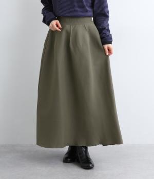 【リンネル掲載】軽量ニットボリュームスカート(カーキ-F)