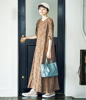 【リンネル掲載】花柄ジャカードワンピース