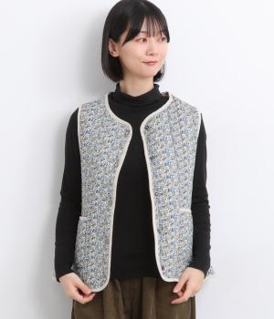 ランバン　キュートな中綿ベスト　40サイズ 花柄プリントキルティング中綿ベスト（NUEVO BLANCA）の商品詳細