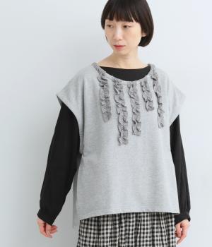 布帛フリルミニ裏毛ベスト(トップグレイ-F)