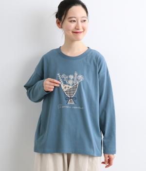 花束パッチワーク刺繍ロングスリーブTee