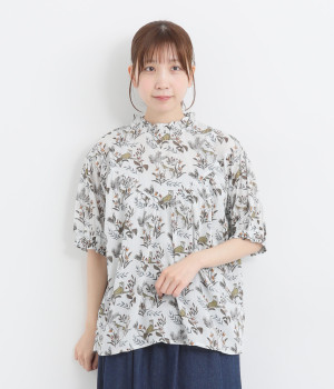 コットンキャンブリックチーターブラウス