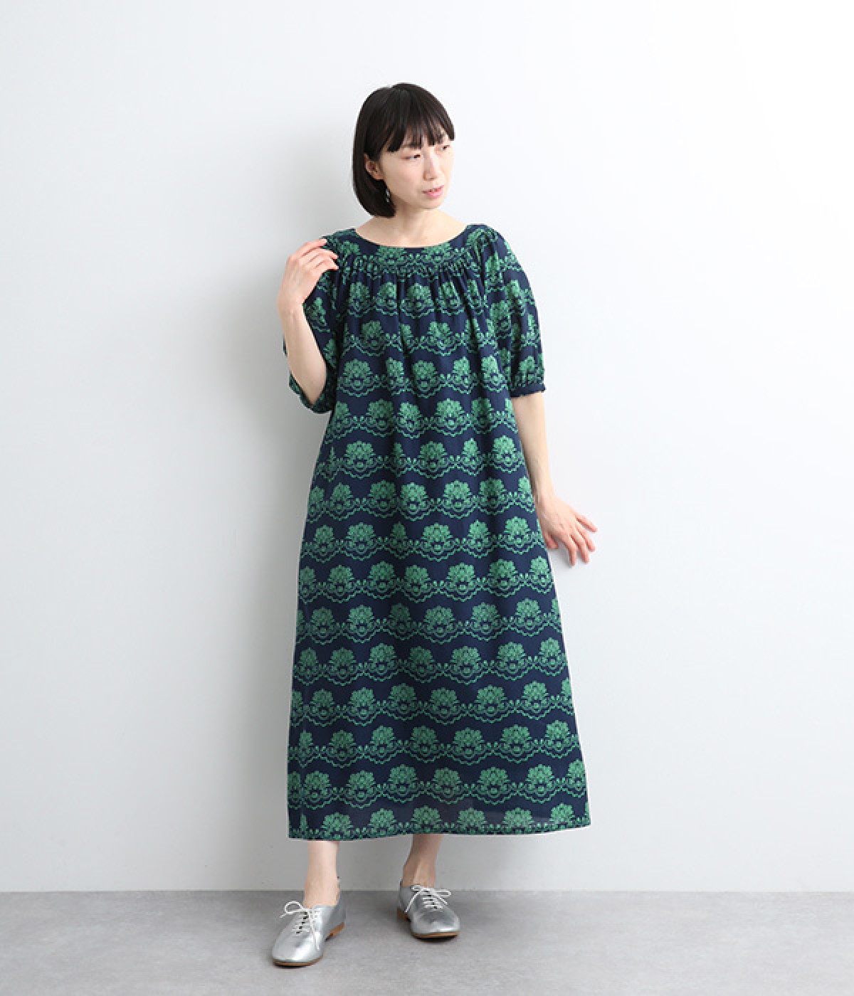 【極美品】  GOLF リーフプリント ワンピース L XS-Lサイズあり【ERUKEI エルケイ】ワンピース/ 花柄/ フラワー