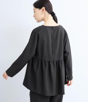 ペプラムデザイントップス(ブラック-M)