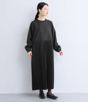 アコーディオンプリーツワンピース(ブラック-M)