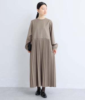 アコーディオンプリーツワンピース(グレージュ-M)