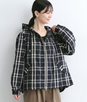 チェックフーディジャケット(ネイビー-F)