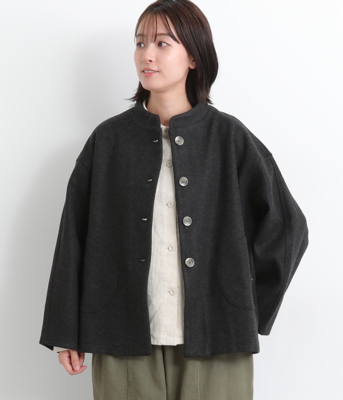 モックネックデザインジャケット(チャコール-M)