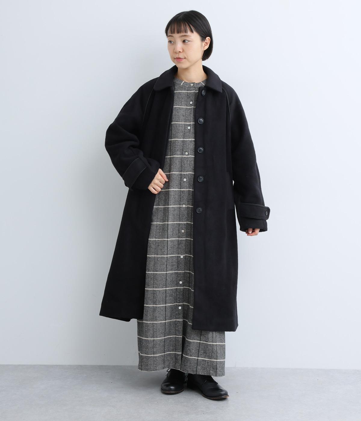 ステンカラーフリースコート(ブラック-M)