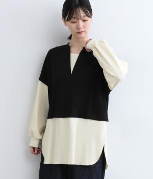 コンビデザイントップス(ブラック-M)