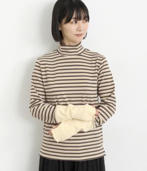 ボーダーハイネックトップス(オフ-M)