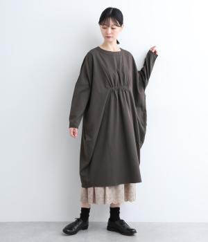 ウェストギャザーコクーンシルエットドレス(チャコール-M)