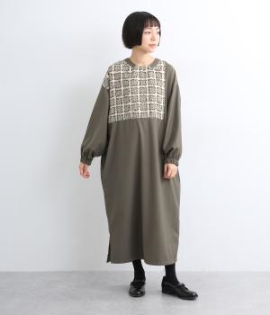 パネルデザインドレス(カーキ-M)