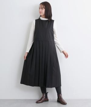 2wayプリーツジャンパースカート(ブラック-M)