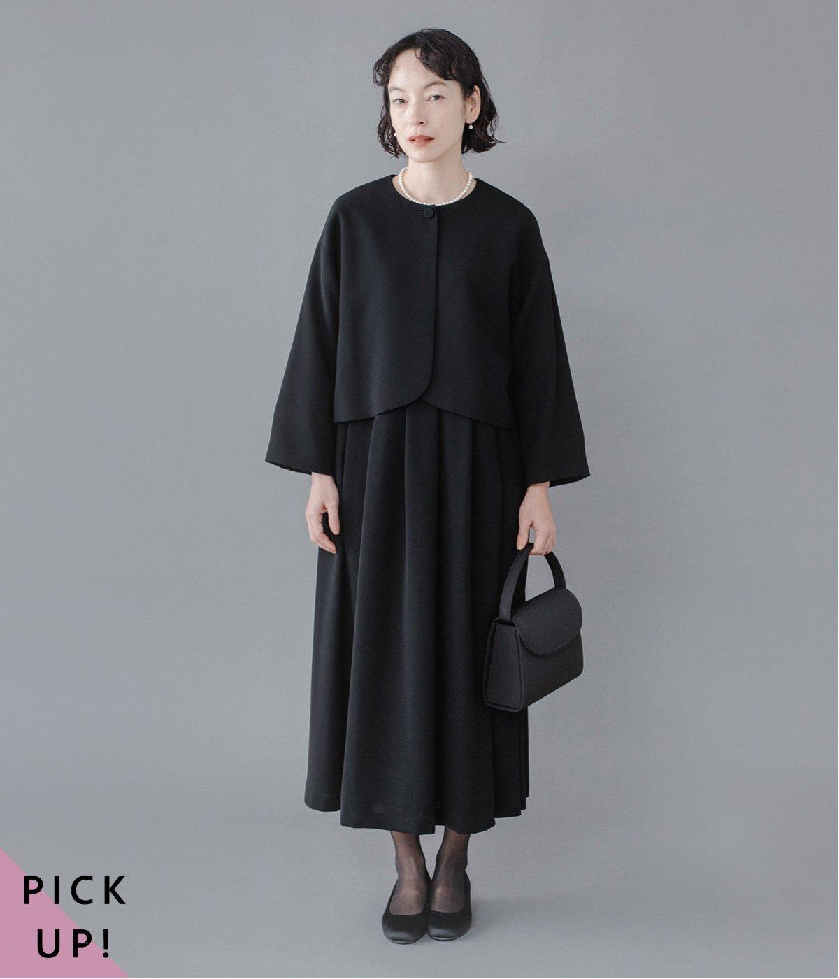 【ブラックフォーマル】大切な日のジャケット＆ワンピースセット(ブラック-M)