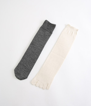 お手軽冷えとり靴下　重ね履き　2足セット(杢グレー-ONESIZE)