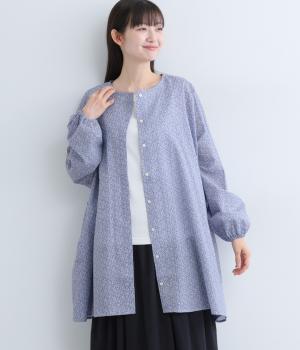 リバティイーストバルーンローンペッパーダブルフェイスチュニック(ブルー-F)