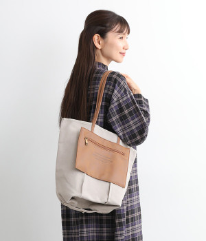 帆布×合皮　2WAYトートバッグ