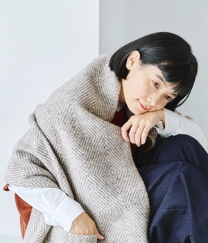 ラプアンカンクリ　ポケットショール　MARIA(グレー×ホワイト-ONESIZE)