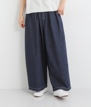 コットンリネンデニムワイドパンツ