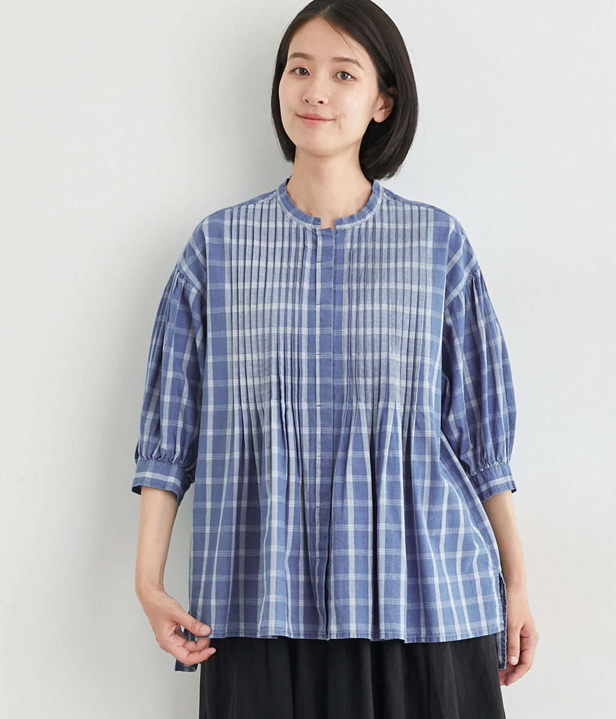 d'un a dix レーヨンチェックブラウス定価¥19600 d'un a dix レーヨンチェックブラウス定価¥19600