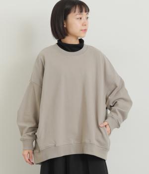 度詰めミニ裏毛　サイドポケットプルオーバー(グレージュ-F)