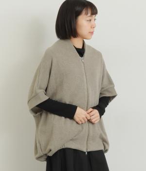 パイル裏毛　ダブルファスナーリブカーディガン(トップベージュ-F)