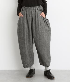 コットンリネン先染めツイル起毛　サイドポケットテーパードパンツ