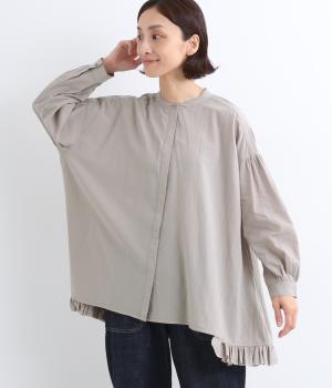 コットンボイル裾サイドフリルブラウス