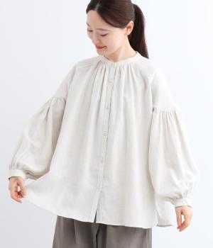 コットンビエラトップ起毛ギャザーブラウス